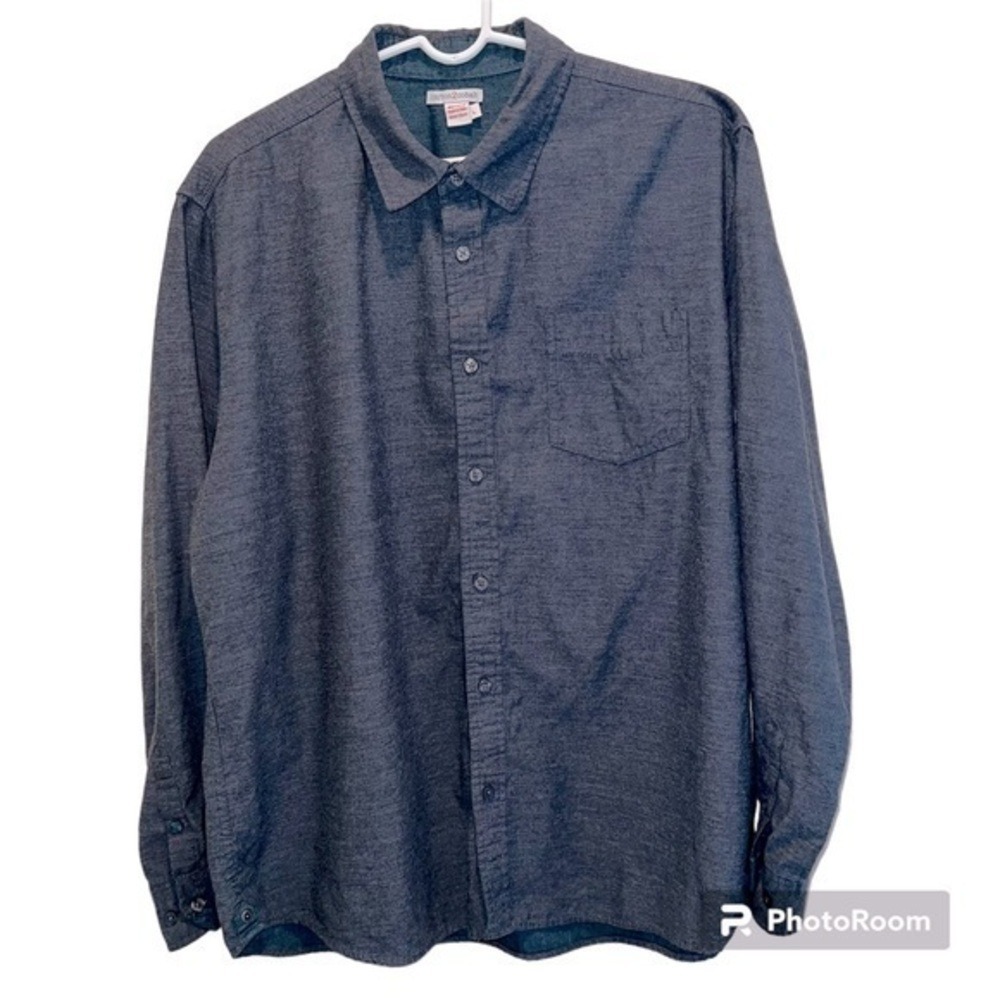 Men's Carbon2Cobalt Long Sleeve Button Down Shirt Grey Size Large